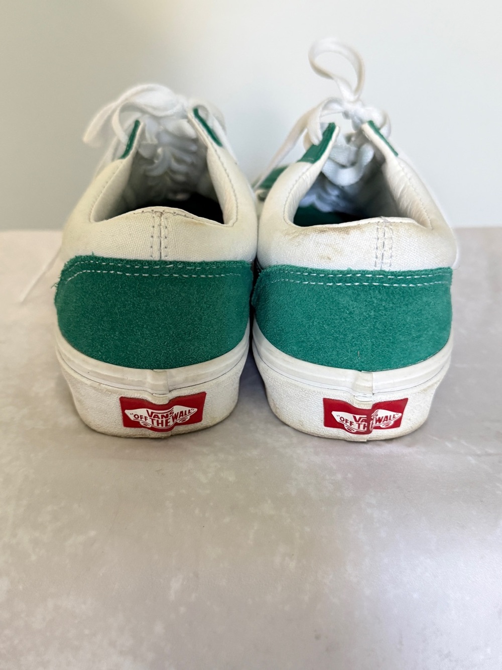 Vans White and Green Old Skool Low-Top Sneakers - Picture 5 of 8